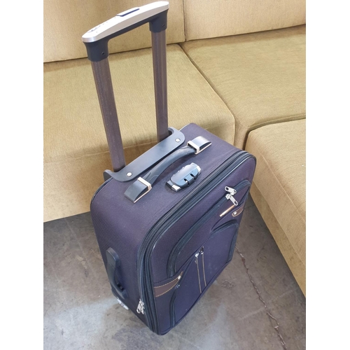 637 - Black and Navy Blue Small Suitcases on Wheels and with Removable Handle (A/F)