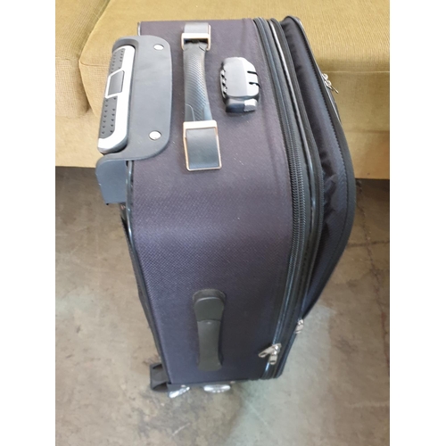 637 - Black and Navy Blue Small Suitcases on Wheels and with Removable Handle (A/F)