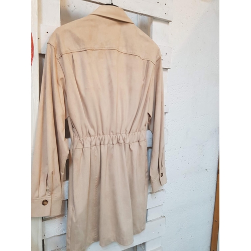 209 - Zara Collared Dress in Beige / Cream Colour with Large Buttons and Pocket (Size Euro L / USA L)