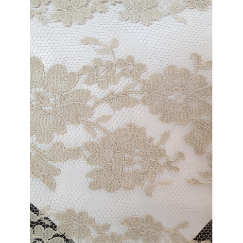 218 - 2 - Tone Floral Pattern Lace (2 x 90 x 5m  x 40cm) 23% Nylon & 77% Cotton, Made in France Rose / Pea... 