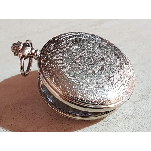 268 - Retro White Pocket Watch with Train Motif (Quartz)