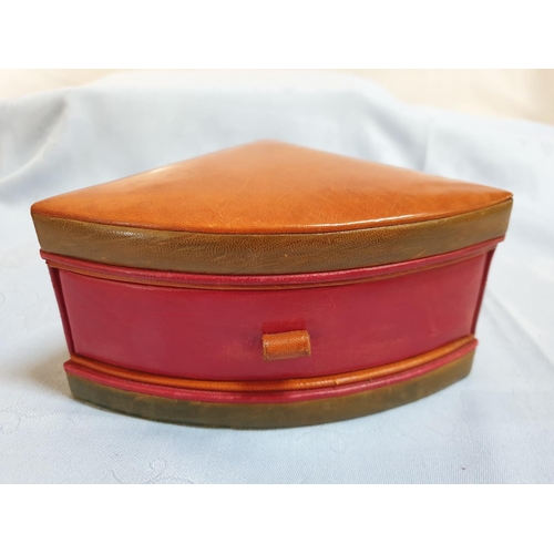 273 - Vintage Sheep Leather Corner Triangular Jewellery Box and Vintage Leather In sized Leather Tubular B... 