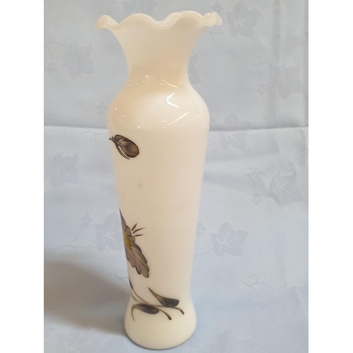 276 - Antique Vintage Hand Painted Opaline Vase with Floral Design