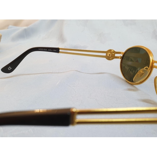 280 - Versace Gold Tone / Green Glass Lenses Sunglasses, Model No. Mod S54 COL.13m