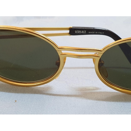 280 - Versace Gold Tone / Green Glass Lenses Sunglasses, Model No. Mod S54 COL.13m