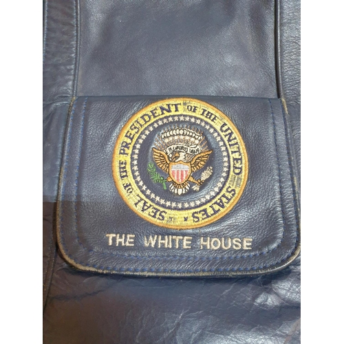 286 - Blue Soft Leather The White House Emblemed Seal Handbag