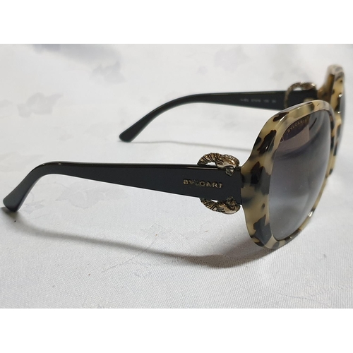 289 - Bulgari Black & Cream (Tortoise Shell Pattern) Ladies Sunglasses in Original Case