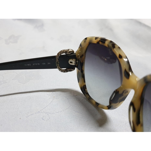 289 - Bulgari Black & Cream (Tortoise Shell Pattern) Ladies Sunglasses in Original Case