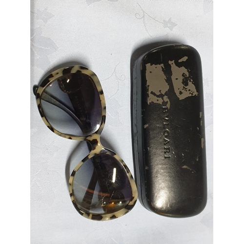 289 - Bulgari Black & Cream (Tortoise Shell Pattern) Ladies Sunglasses in Original Case