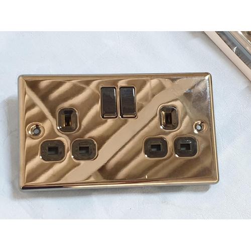 504 - Collection of Boxed Black Nickel Electrical Fittings (4 x Double Sockets, 2 x Co-Axial Socket and 1 ... 