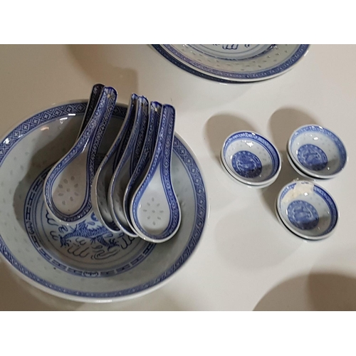 658 - Blue and White Dragon Motif Porcelain Dinner / Tea Set ( More Than 55x pcs ) Chinese Tea Pot with Cu... 