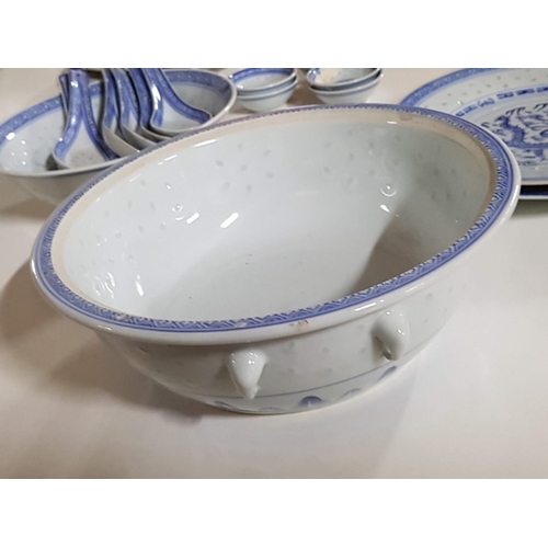 658 - Blue and White Dragon Motif Porcelain Dinner / Tea Set ( More Than 55x pcs ) Chinese Tea Pot with Cu... 