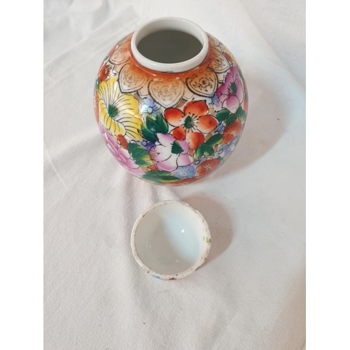 345 - Asian Home Decor, Chinese Small Hand Painted Floral Pattern Porcelain Urn (H:18cm)