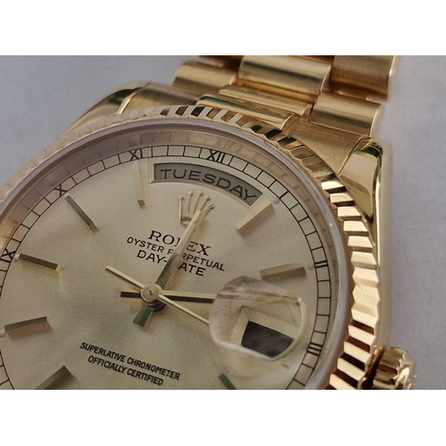 134A - 18ct Gold Rolex President Gents Wrist Watch; Oyster Perpetual Day Date 36mm (Model 118238) on 18ct G... 