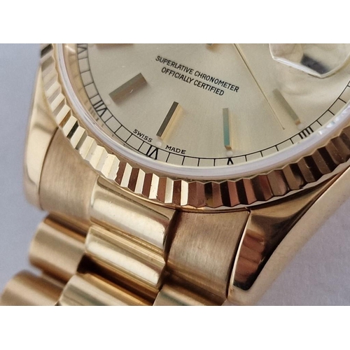 134A - 18ct Gold Rolex President Gents Wrist Watch; Oyster Perpetual Day Date 36mm (Model 118238) on 18ct G... 