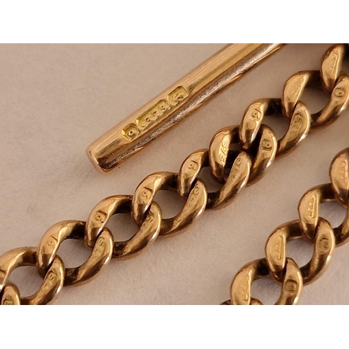 139A - 9ct Gold Albert / Pocket Watch Chain, (Approx. L: 2 x 23cm, Weight: 24.5g), 'T' Bar and 2 x Chains w... 