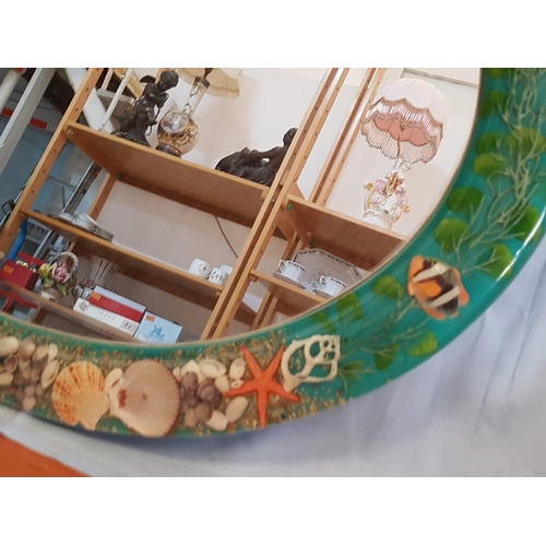 125 - Oval Resin Frame Mirror (decorative with Fish and Shells (77 x 58cm)