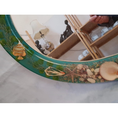 125 - Oval Resin Frame Mirror (decorative with Fish and Shells (77 x 58cm)