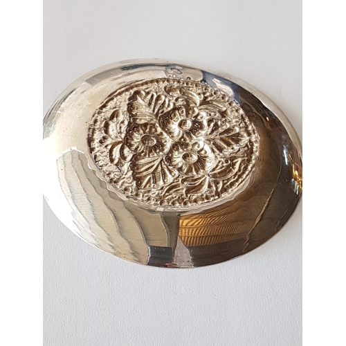 220 - Cypriot Solid Silver Pin Dish with Floral Embossed Pattern, Hallmarked .830, Total Weight 32.6grms