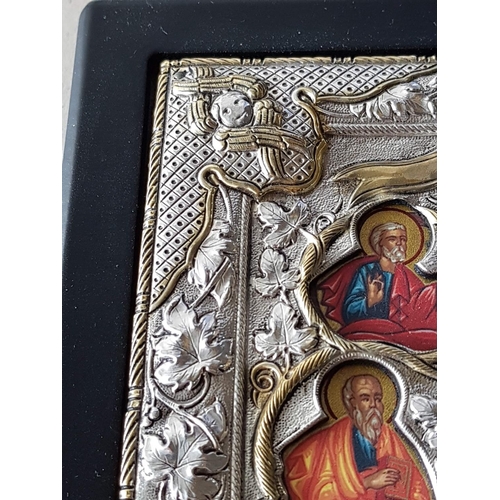 253 - Silver Icon Made of Pure Silver with Wooden Back 