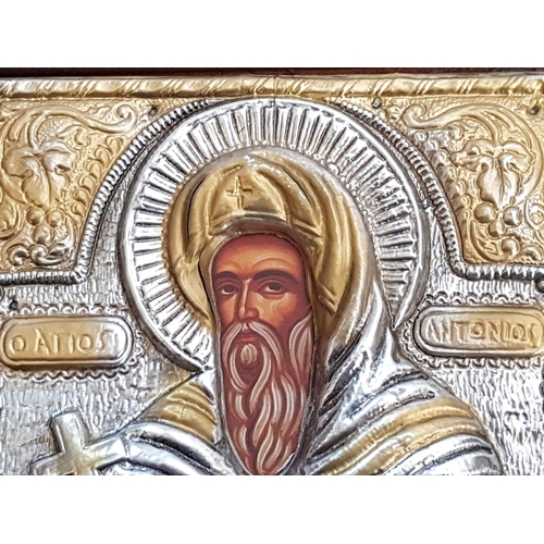 514 - Saint Anthony Icon Copy of Old Byzantine Icon (28 x 19cm)