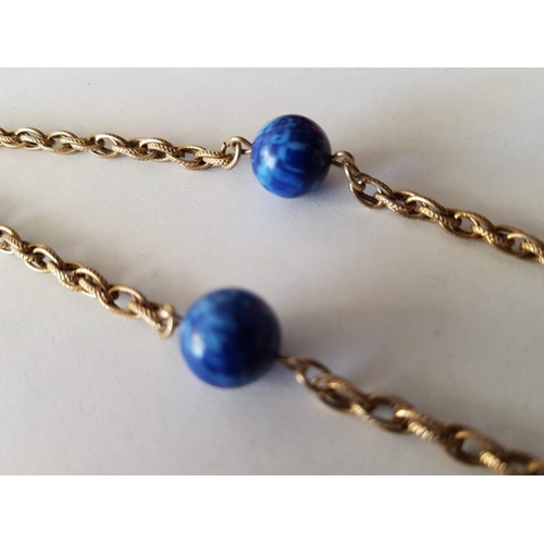 550 - Vintage Sarah Cov-GB Gold Tone Ladies Necklace / Blue Beds