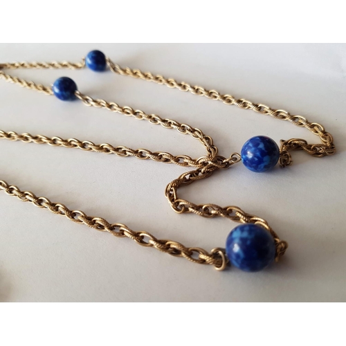 550 - Vintage Sarah Cov-GB Gold Tone Ladies Necklace / Blue Beds