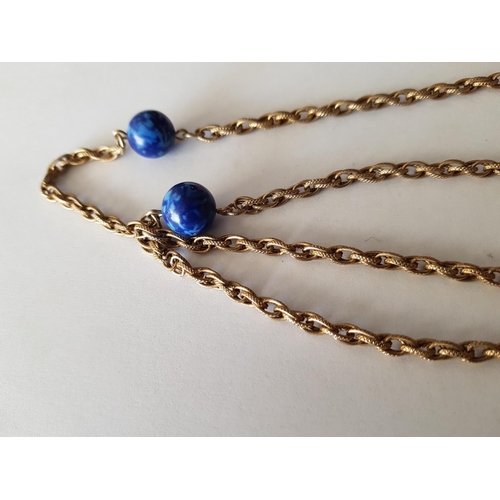 550 - Vintage Sarah Cov-GB Gold Tone Ladies Necklace / Blue Beds