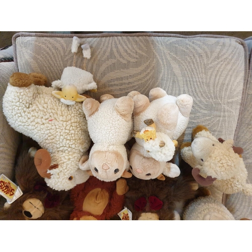 698 - 11 x Cuddly Plush Chimps and Sheep Together with 2 x Small Sheep Decorations