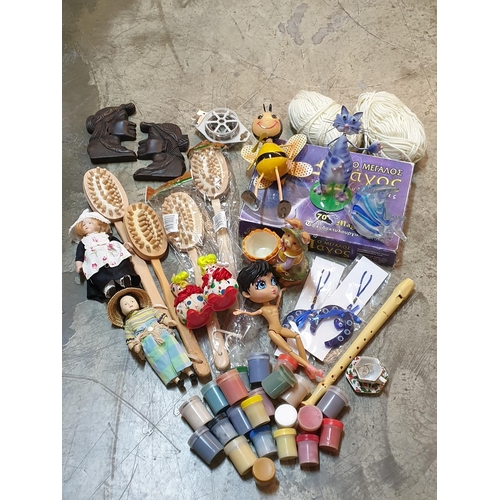 700 - Box of Assorted Items inc; Small Dolls, Decorative Items, Knitting Wool, Box of Magic Tricks and Oth... 