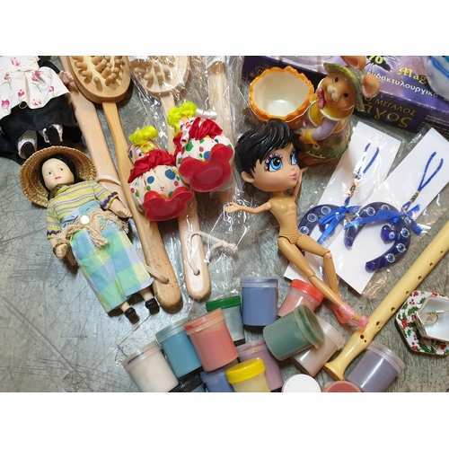 700 - Box of Assorted Items inc; Small Dolls, Decorative Items, Knitting Wool, Box of Magic Tricks and Oth... 