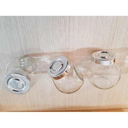 573 - Collection of 30 pcs of Small Ikea Glass Jars with Silver Colour Lid (H:8cm each)