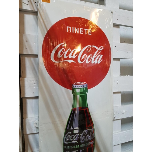 295 - Large Vintage Coca - Cola Metal Advertising Sign (Approx. 40.5 x 118cm)