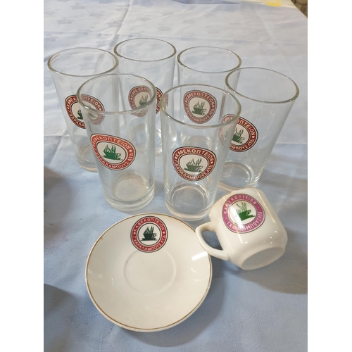 538 - Kafes G. Chalarambous Retro Coffees Cups (10) Saucers (12) and Glasses (5)