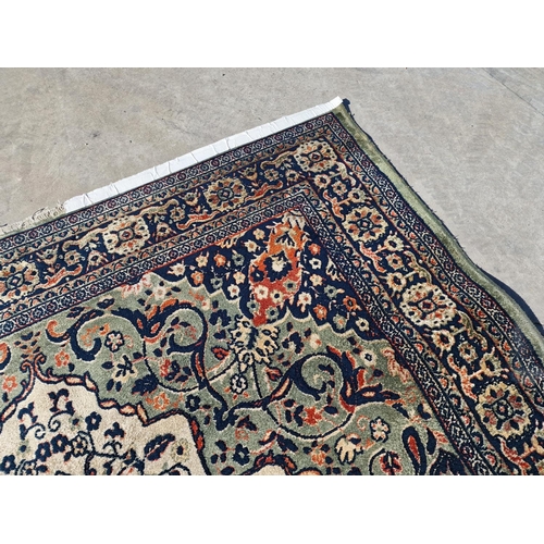 237 - Carpet with Blue, Green & Cream Colours, Floral Pattern Around Centre Medallion and Decorative Borde... 