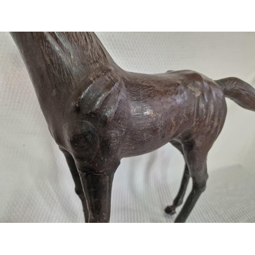 40 - Large Vintage Leather Horse Figruine, (Approx. H: 50cm)