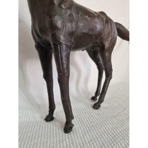 40 - Large Vintage Leather Horse Figruine, (Approx. H: 50cm)