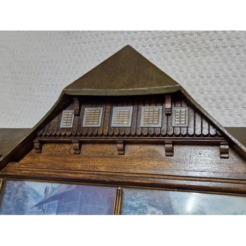 46 - Vintage Wooden 3D Wall Hanging 4-Picture Frame, in Style of House, (Approx. W: 76cm)