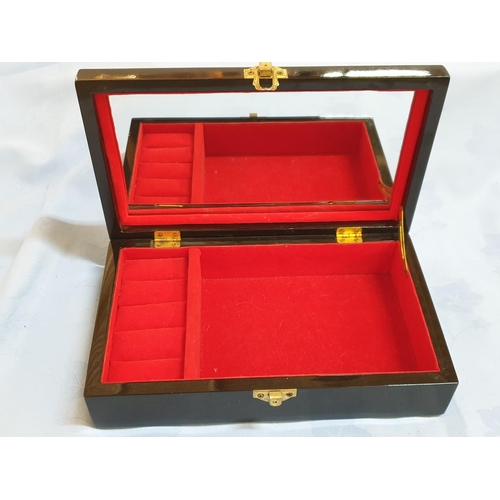 271 - Gold and Black (Lacquered) Jewelery Box with Cherry Blossom Pattern (14 x 24 x 6.5cm)