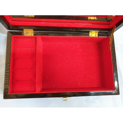 271 - Gold and Black (Lacquered) Jewelery Box with Cherry Blossom Pattern (14 x 24 x 6.5cm)