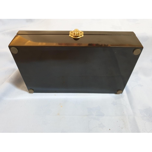 271 - Gold and Black (Lacquered) Jewelery Box with Cherry Blossom Pattern (14 x 24 x 6.5cm)