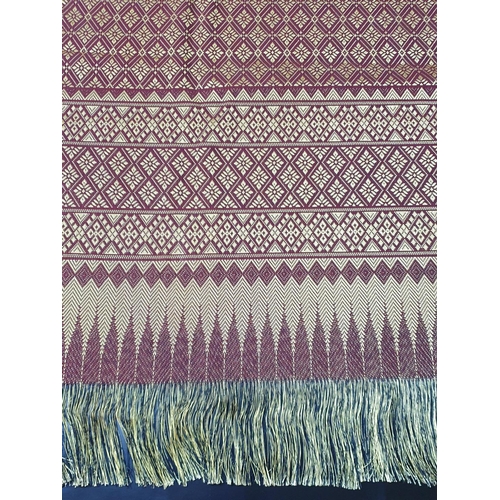 314 - Oriental Pattern Gold / Burgundy Black Table Runner Finished with Fringes (100 x 190cm)