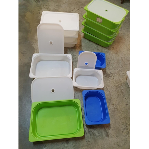 319 - Collection of 14 x Plastic Containers / Storage inc; 9 x Big, White / Green with Lids (42 x 30 x 10c... 