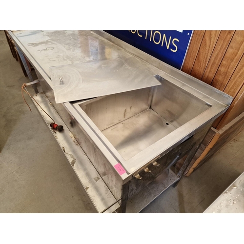 402 - Stainless Steel Bar Unit with Inset Sink / Ice Compartment, Drink Bottle Shelf and Lower Shelf, (App... 