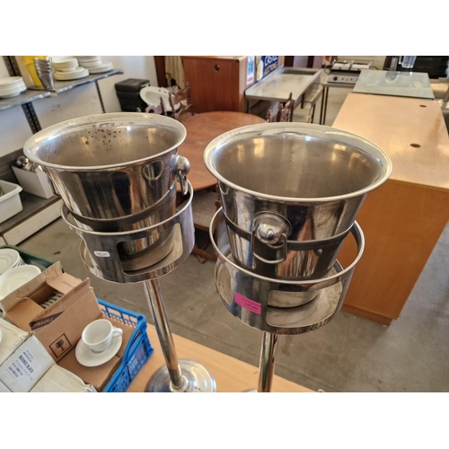 430 - 2 x Stainless Steel Ice Buckets / Champagne Buckets on Stands, (2)