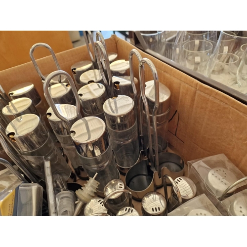 432 - Box of Condiments Sets; Oil & Vinegar and Salt & Pepper on Stands