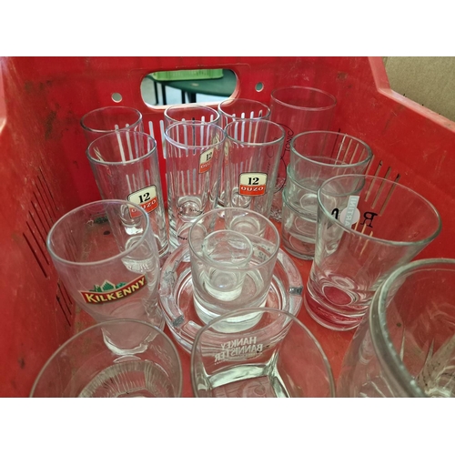 434 - Red Crate with Assorted Glasses