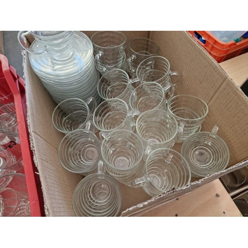 435 - Box with Large Qty of Glass Coffee Cups & Saucers