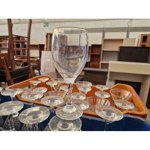 441 - Blue Crate with Qty of Wine Glasses