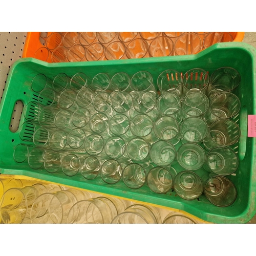 452 - Green Crate with Qty of Half Pint Glasses